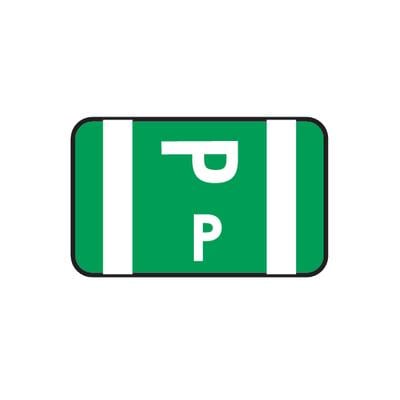 Smead® Alpha-Z™ Compatible Individual File Box Label, 1-5/8" W x 1" H, Letter P, Dark Green, 100/Pkg