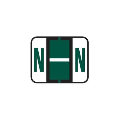 Smead Alpha-Z Compatible Individual File Box Label, Letter N, 1-1/4" W x 1" H, Dark Green, 120/Pkg