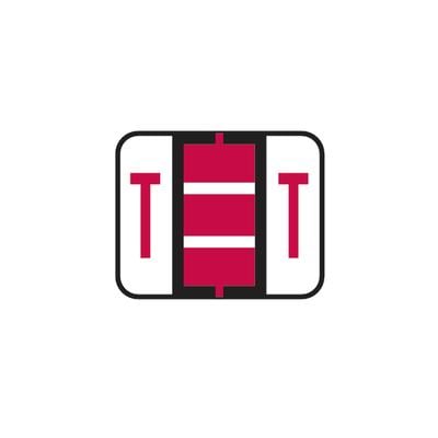 Smead® Alpha-Z™ BCCR/BCCS Compatible Roll Label, 1-1/4" W x 1" H, Letter T, Red, 500/Roll