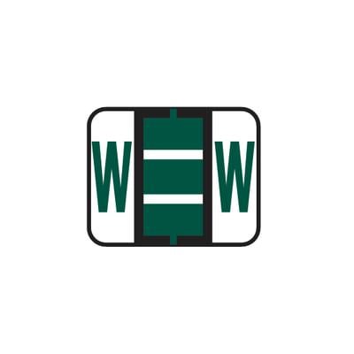 Smead Alpha-Z Compatible Individual File Box Labels, 1-1/4" W x 1" H, Letter W, Dark Green, 120/Pkg