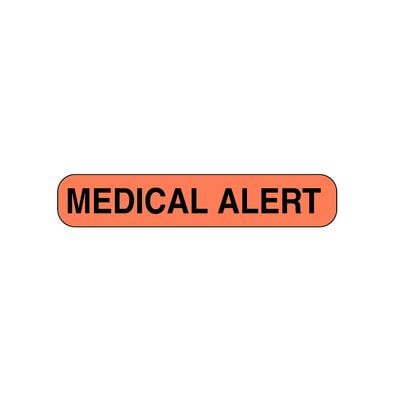 Chart Labels - DDS/MD - Medical Alert, Fluorescent Red, 2" W x 3/8" H, 500/Roll