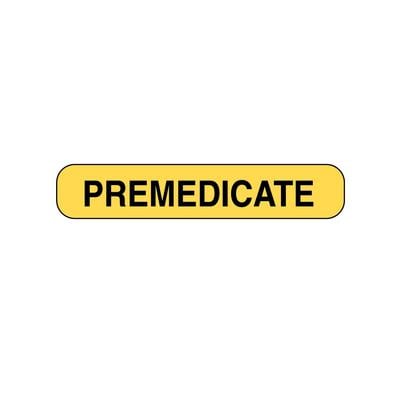 Chart Labels - DDS/MD - Premedicate, Fluorescent Orange, 2" W x 3/8" H, 500/Roll