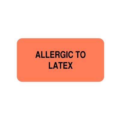 Chart Labels - DDS/MD - Allergic To Latex, Fluorescent Red, 2" W x 1" H, 500/Roll