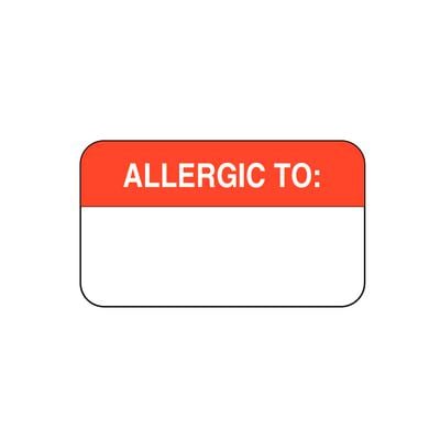 Chart Labels - DDS/MD - Allergic To, White, 1-1/2" W x 7/8" H, 500/Roll