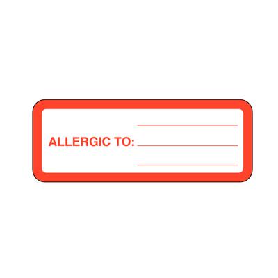 Chart Labels - DDS/MD - Allergic To, White, 3" W x 1-1/8" H, 320/Roll