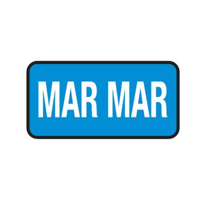 Tab® Compatible Individual Monthly Aging Label, 1" W x 1/2" H, March, Light Blue, 500/Roll