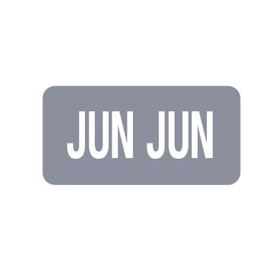 Tab® Compatible Individual Monthly Aging Label, 1" W x 1/2" H, 500/Roll - June, Gray