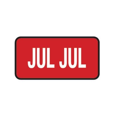 Tab® Compatible Individual Monthly Aging Label, 1" W x 1/2" H, 500/Roll - July, Red