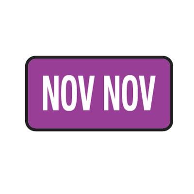 Tab® Compatible Individual Monthly Aging Label, 1" W x 1/2" H, 500/Roll - November, Purple