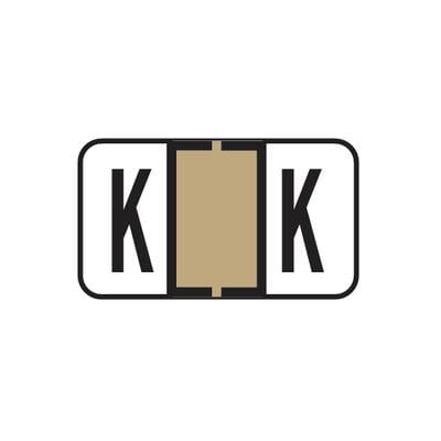 Jeter® 5800 Series Compatible Binder Alpha Label, 1-5/8" W x 15/16" H, Letter K, Tan, 240/Pkg
