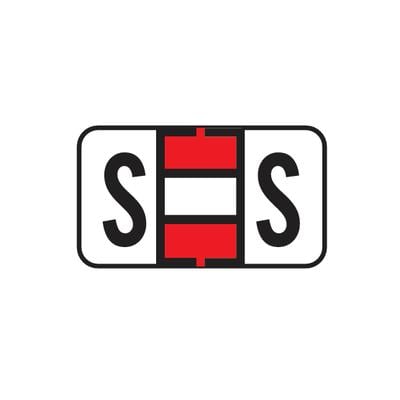 Jeter® 5800 Series Compatible Binder Alpha Label, 1-5/8" W x 15/16" H, Letter S, Red, 240/Pkg