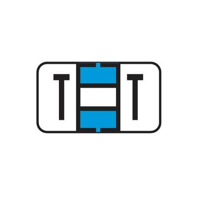 Jeter® 7100 Series Compatible File Box Alpha Label, Letter T, 1-5/8" W x 15/16" H, Light Blue, 225/Pkg