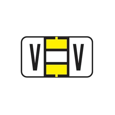 Jeter® 5800 Series Compatible Binder Alpha Label, 1-5/8" W x 15/16" H, Letter V, Yellow, 240/Pkg