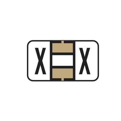 Jeter® 5800 Series Compatible Binder Alpha Label, 1-5/8" W x 15/16" H, Letter X, Tan, 240/Pkg