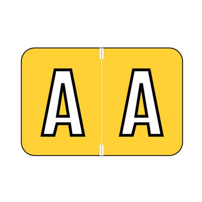 Jewel Tone™ Alpha Label, Individual File Box Letter, 1-1/2" W x 1" H, 225/Pkg - A, Yellow