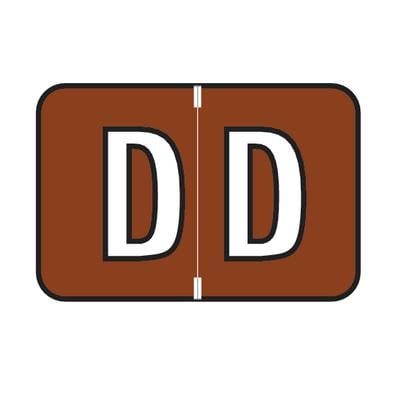 Jewel Tone™ Alpha Label, Individual Roll Letter D, 1-1/2" W x 1" H, Brown, 500/Roll