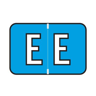 Jewel Tone™ Alpha Label, Individual Roll Letter E, 1-1/2" W x 1" H, Blue, 500/Roll