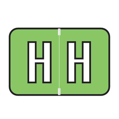Jewel Tone™ Alpha Label, Individual Roll Letter H, 1-1/2" W x 1" H, Light Green, 500/Roll
