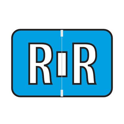 Jewel Tone™ Alpha Label, Individual Binder Letter 'R', 1-1/2" W x 1" H, Blue, 240/Pkg