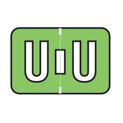 Jewel Tone™ Alpha Label, Individual File Box Letter U, 1-1/2" W x 1" H, Light Green, 225/Pkg