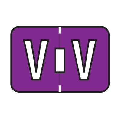 Jewel Tone™ Alpha Label, Individual File Box Letter V, 1-1/2" W x 1" H, Purple, 225/Pkg
