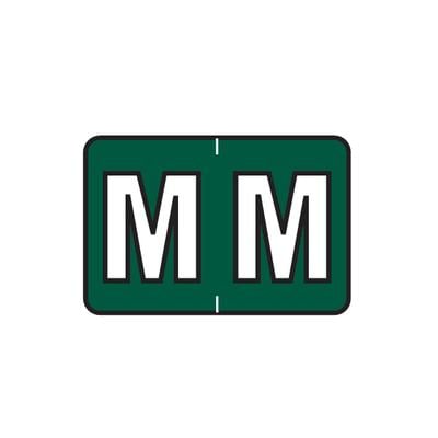 Barkely ABKM and Sycom Compatible Alpha Roll Label, 1-1/2" W x 1" H, Letter M, Dark Green, 500/Roll