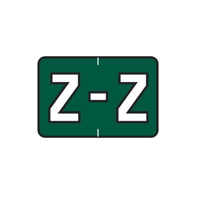 Barkely ABKM and Sycom Compatible Alpha Roll Label, 1-1/2" W x 1" H, Letter Z, Dark Green, 500/Roll