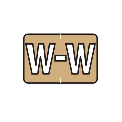 Barkley ABKM and Sycom Compatible Alpha File Box Label, 1-1/2" W x 1" H, Letter W, Gold, 225/Pkg