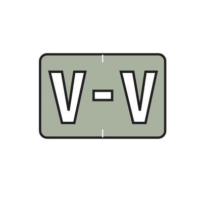 Barkley® ABKM and Sycom® Compatible Alpha File Box Label, 1-1/2" W x 1" H, Letter V, Gray, 225/Pkg