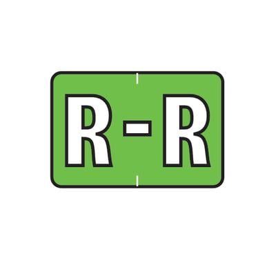Barkely ABKM and Sycom Compatible Alpha Roll Label, 1-1/2" W x 1" H, Letter R, Green, 500/Roll