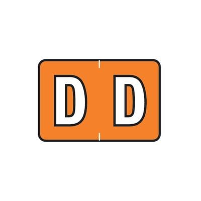 Barkley ABKM and Sycom Compatible Alpha File Box Label, 1-1/2" W x 1" H, Letter D, Orange, 225/Pkg