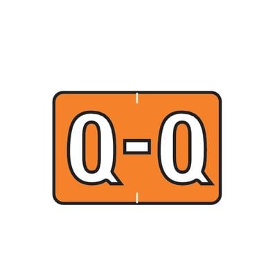Barkley ABKM and Sycom Compatible Alpha File Box Label, 1-1/2" W x 1" H, Letter Q, Orange, 225/Pkg