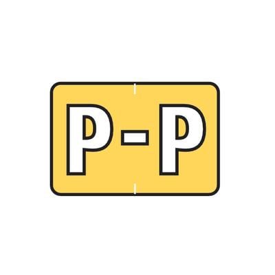 Barkley ABKM and Sycom Compatible Alpha File Box Label, 1-1/2" W x 1" H, Letter P, Yellow, 225/Pkg