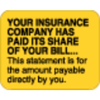 Collection/Billing Labels - Insurance Has Paid, Fluorescent Orange, 1-1/4" W x 1" H, 350/Roll