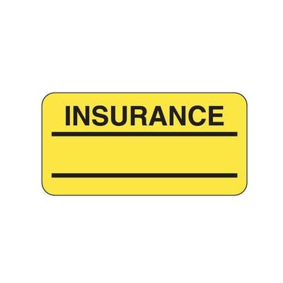Insurance Information At a Glance Labels, Fluorescent Yellow, 2" W x 1" H, 500/Roll