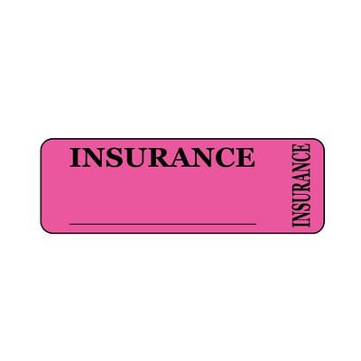 Insurance Information At a Glance Labels, Fluorescent Pink, 3" W x 1" H, 500/Roll