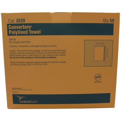 Cardinal Health Poly Lined Absorbent Towels, Sterile, 17" x 22", 100 Sheets/Pkg