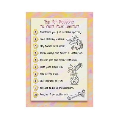Dental Best Sellers Personalized Postcards, Top Ten Reasons, 4-1/4" W x 6" H, Full Color, 100/Pkg