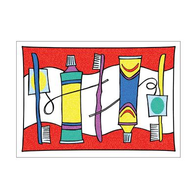 Reminder Postcards (DDS/MD) Personalized, Brushes Floss Toothpaste Design, 6" W x 4-1/4" H, 100/Pkg