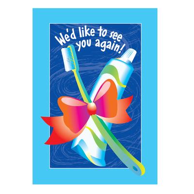 Reminder Postcards (DDS/MD) 4-Up Laser, Brush With Bow, 4-1/4" W x 5-1/2" H, 100/Pkg