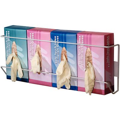 Wire Glove Box Holder, Unimed - Vertical, Quadruple, White Steel, 22" W x 8" H x 4" D
