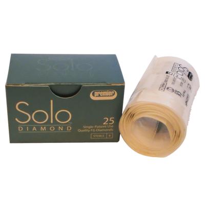 Solo Diamond™ Single-Use Diamond Burs – FG, Fine, Red, Cone Round End, 25/Pkg - # 850, 1.4 mm Major/0.9 mm Minor Diameter, 10.0 mm Head Length