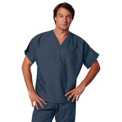 Fashion Seal Healthcare® Unisex Fashion Scrub Shirt, 65/35 Fashion Poplin®, V-Neck, Short Sleeve, Pewter, 3XL