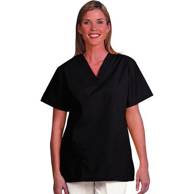 Fashion Seal Healthcare® Ladies' V-Neck Tunic Scrub Shirt, Black, Extra Large, 65% Polyester/35% Cotton, 01KEZKNM18RDFJA9T4TFMPVEWC