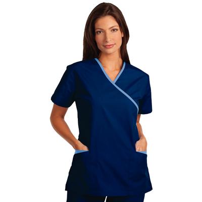 Fashion Seal Healthcare® Ladies' Cross-Over Tunics with Contrasting Trim - Navy/Ciel Blue, Extra Large, 01KEZKNM1BA8P53DWB6105DRA5