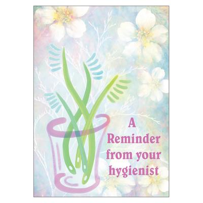 Reminder (DDS) Personalized Postcards, Hygienist White Flowers, 4-1/4" W x 6" H, 100/Pkg