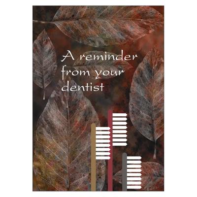 Reminder (DDS) Personalized Postcards, Brown Leaves With Toothbrushes, 4-1/4" W x 6" H, 100/Pkg