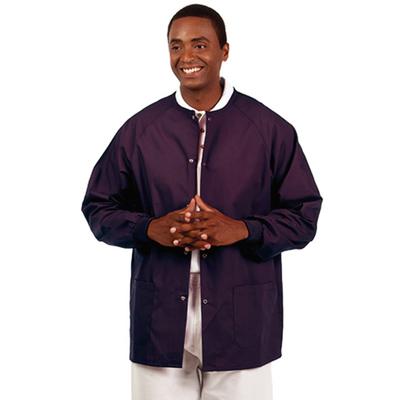 Fashion Seal Healthcare® Unisex Warm-Up Jacket, Eggplant, Extra Small, Snap Front, 2 Pockets, 65% Polyester/35% Cotton