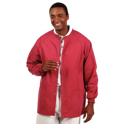 Fashion Seal Healthcare® Unisex Warm Up Jacket, Large, Cranberry, 1/Pkg