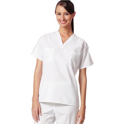 Fashion Seal Healthcare® Unisex Set-In Sleeve Scrub Shirt, V-Neck, Short Sleeve, White, 2XL, 1/Pkg